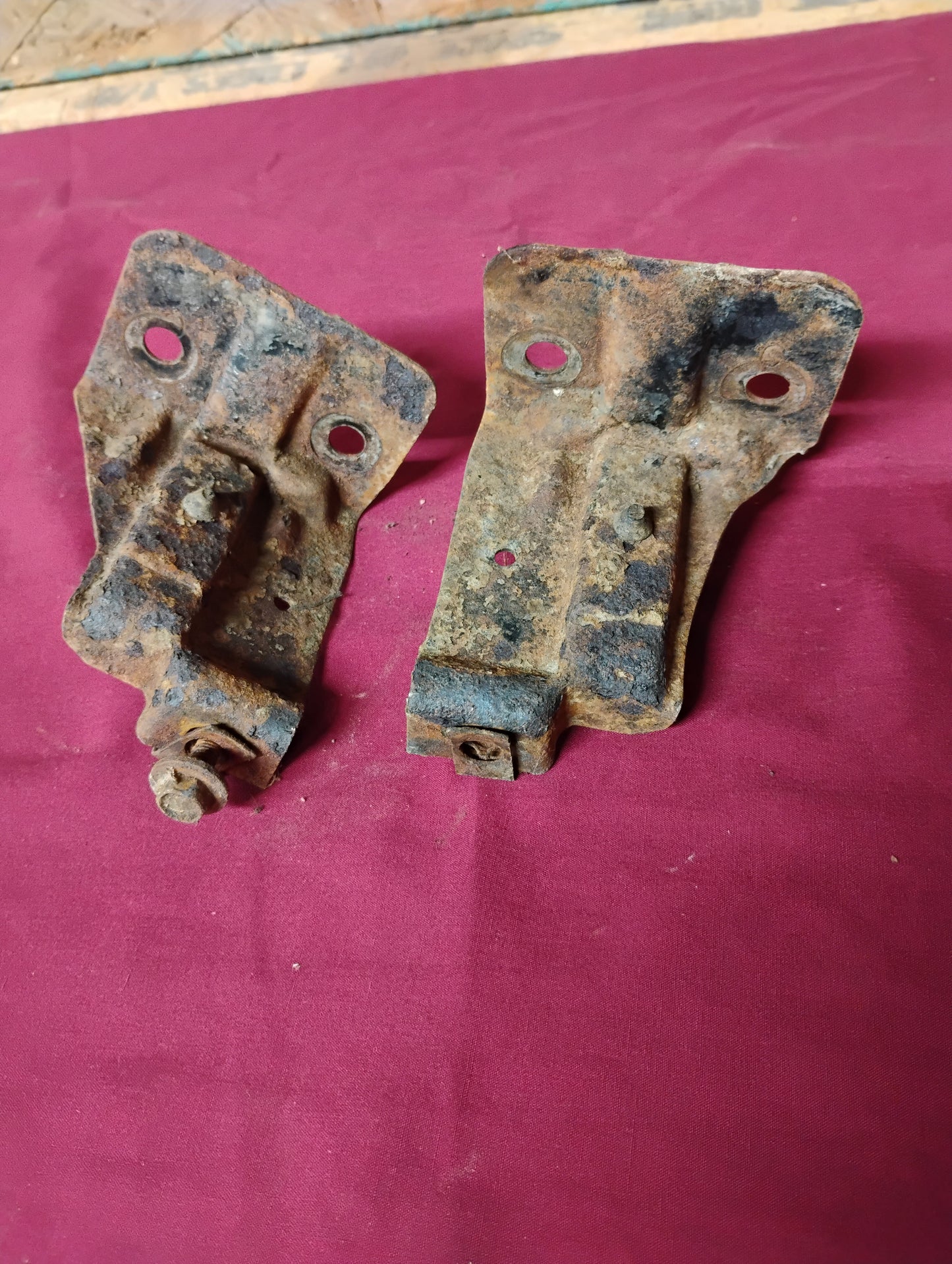 1973-1979 Chevy GMC Truck Upper Radiator Hold Down Brackets OEM Top Plates Pair C10 K10