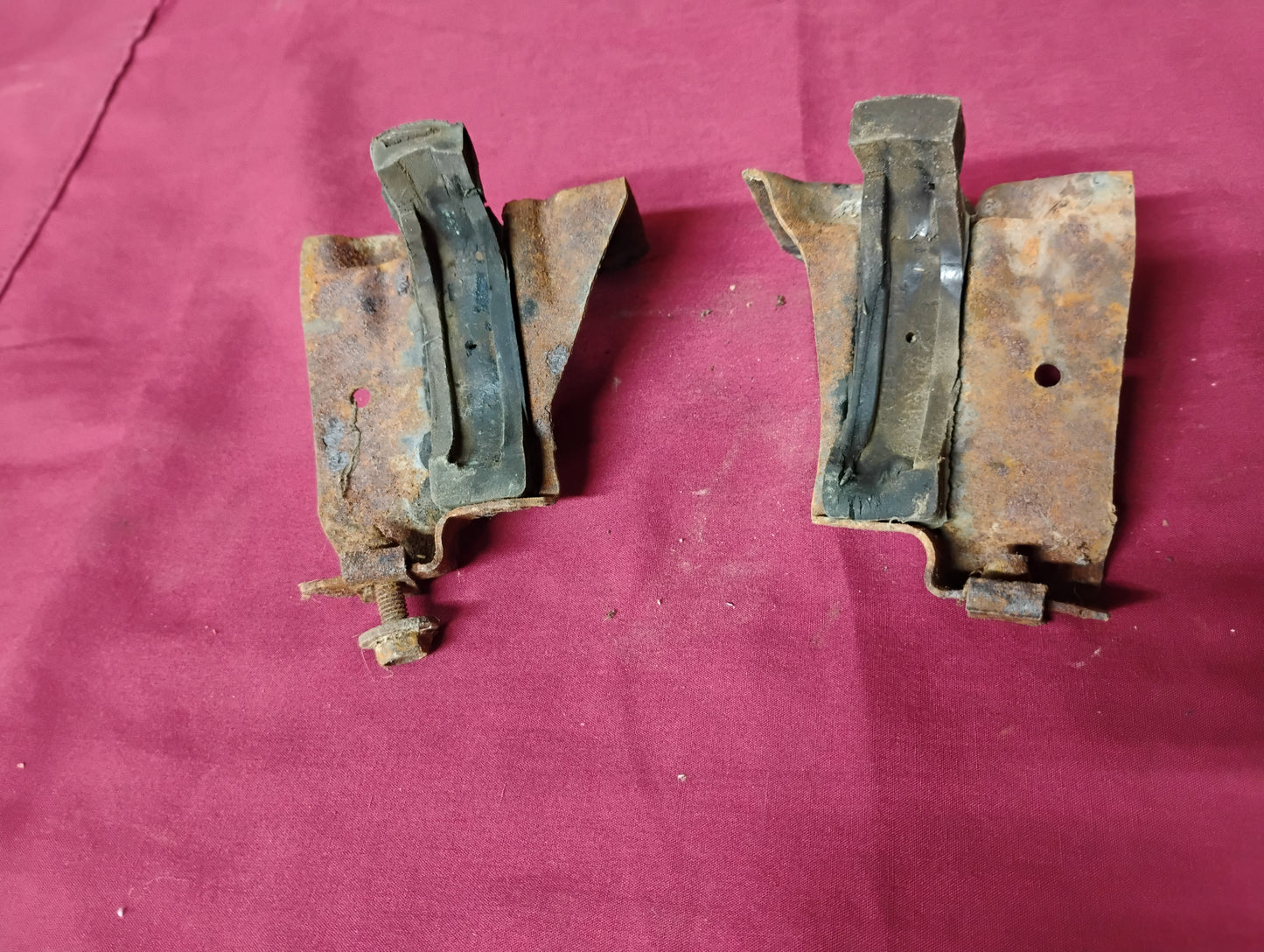 1973-1979 Chevy GMC Truck Upper Radiator Hold Down Brackets OEM Top Plates Pair C10 K10