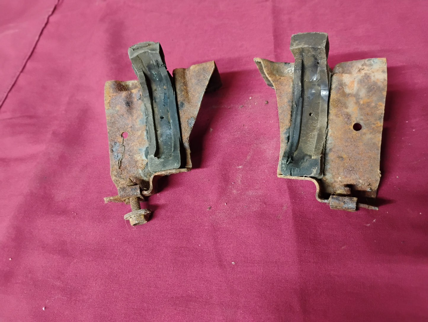 1973-1979 Chevy GMC Truck Upper Radiator Hold Down Brackets OEM Top Plates Pair C10 K10